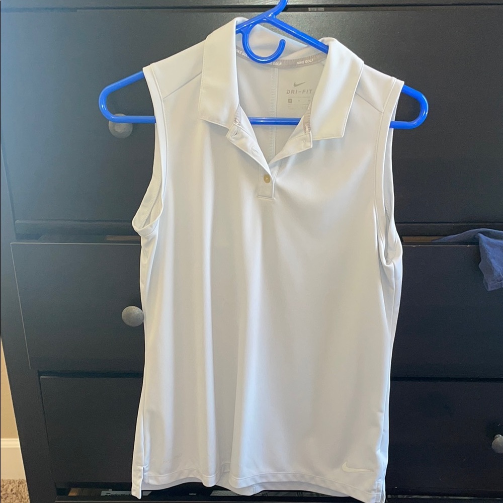 Nike Women's White Sleeveless Polo Top Medium